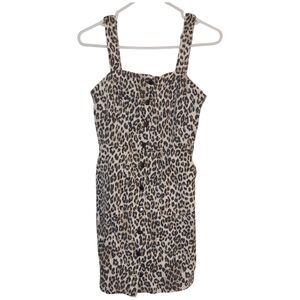 Thread & Supply Leopard Print Denim Overall Dress/Jumper Size XS Cotton/Spandex